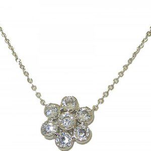 Janku CZ white gold Necklace adjustable NWT